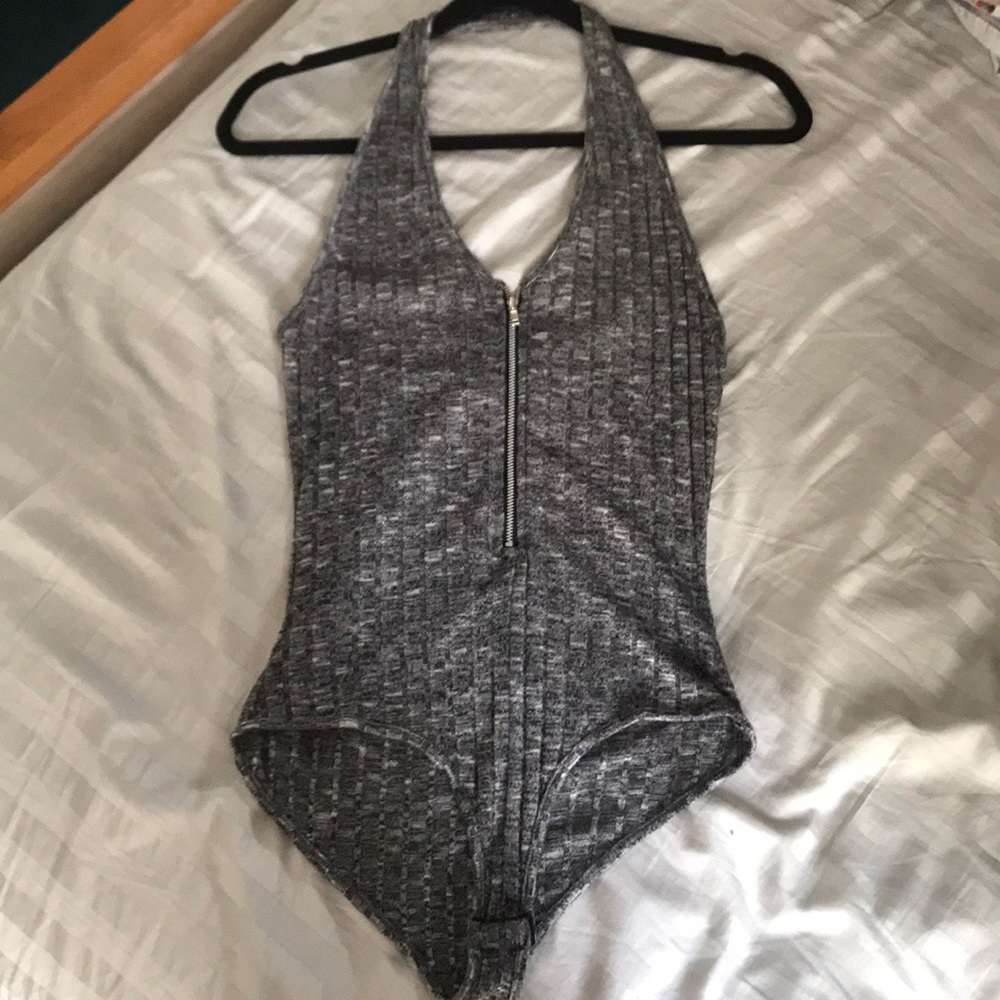 Charlotte Russe gray halter bodysuit